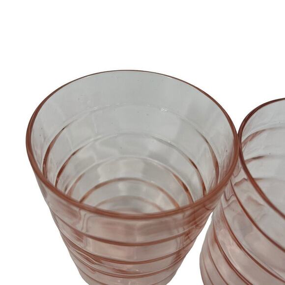 Vintage Anchor Hocking Block Optic Tumbler Glasses Pink Depression Glass - Picture 5 of 7